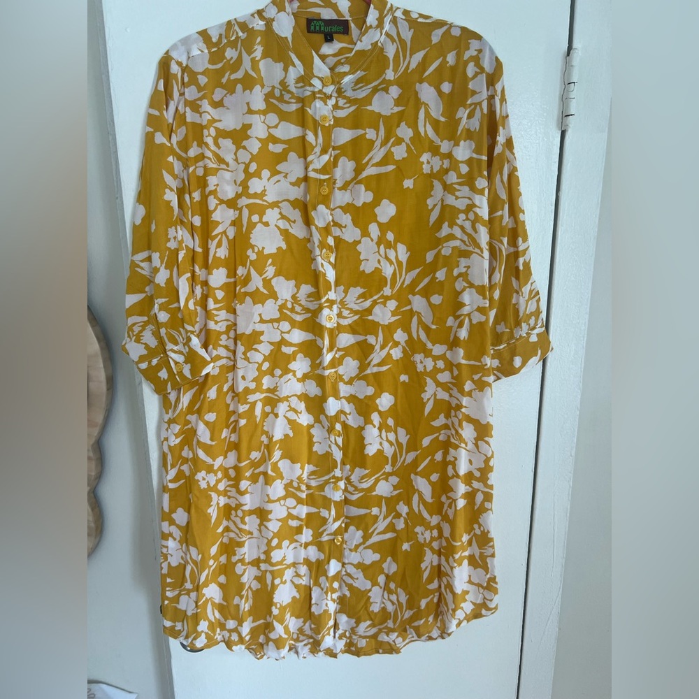 Floral Yellow and White Dress